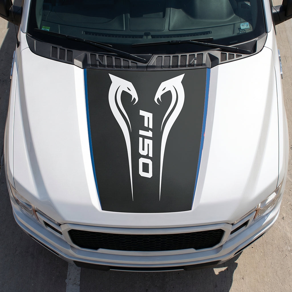 Hood Panel Decal/Sticker - Twin Cobra Graphic Decal Graphic Kit - For Ford F-150 2015-2020 - Premium Vinyl