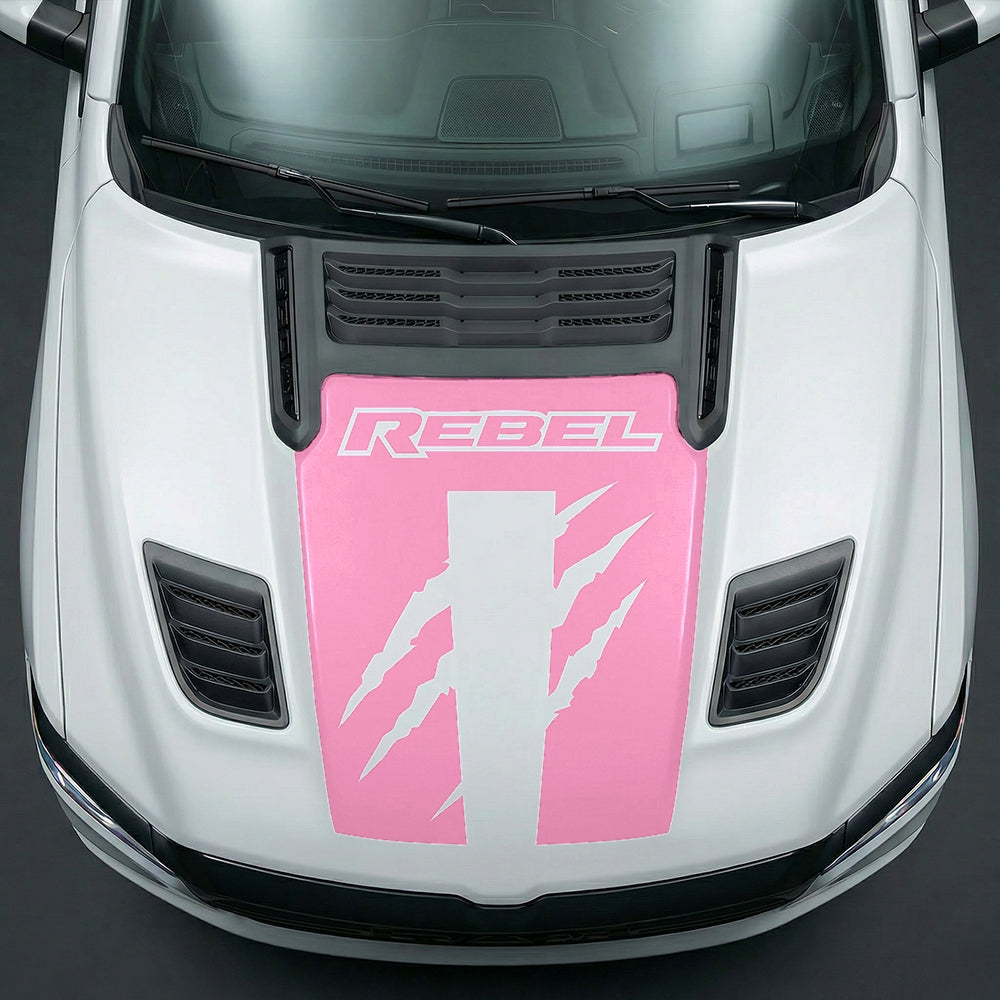 Hood Panel Decal/Sticker - Fierce REBEL Monster Slash Graphic Kit - For Dodge Ram 2019-2025 - Premium Vinyl