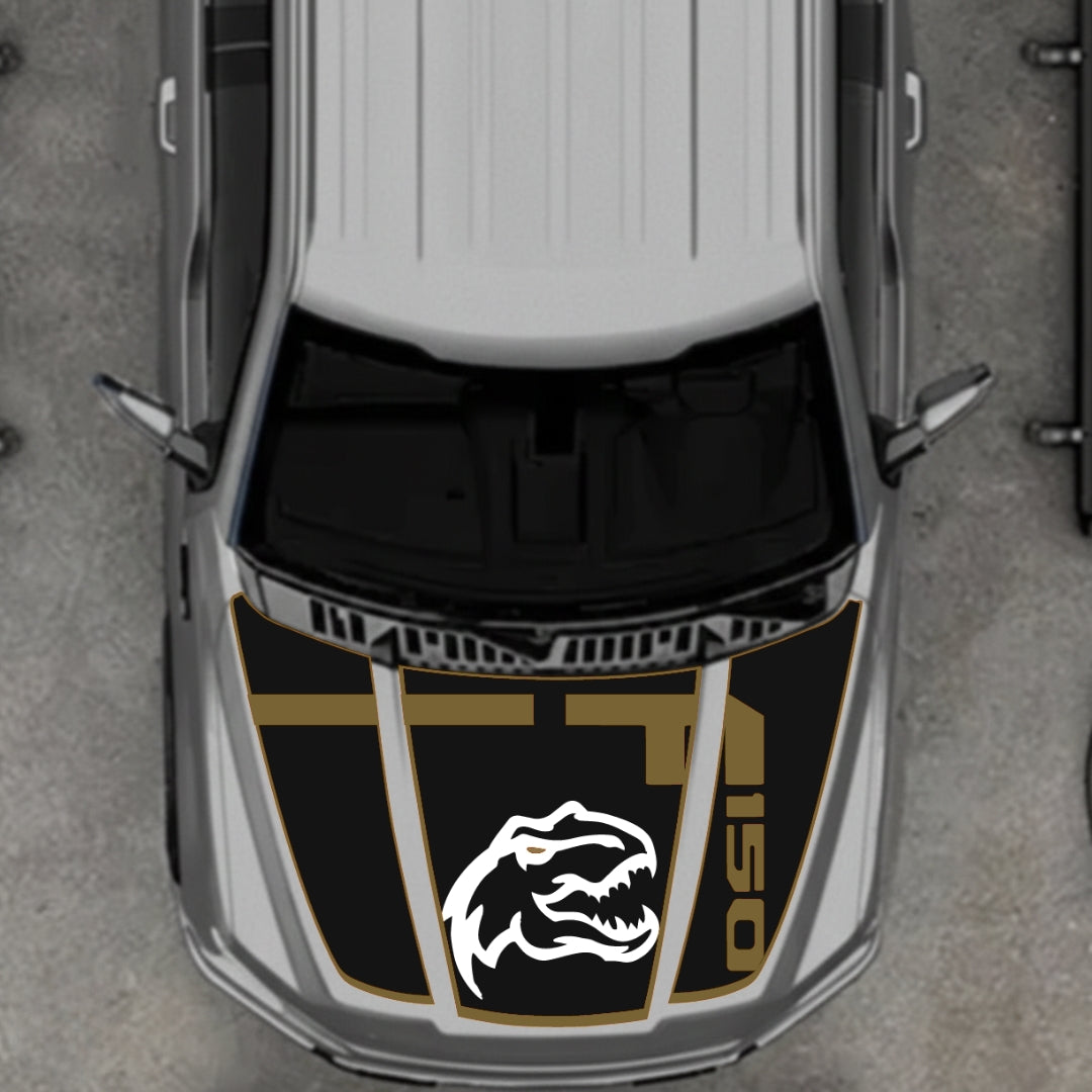 Hood Panel Decal/Sticker - Rex Style 3 - Border Graphic Kit - For Ford F-150 2020-2026 - Premium Vinyl