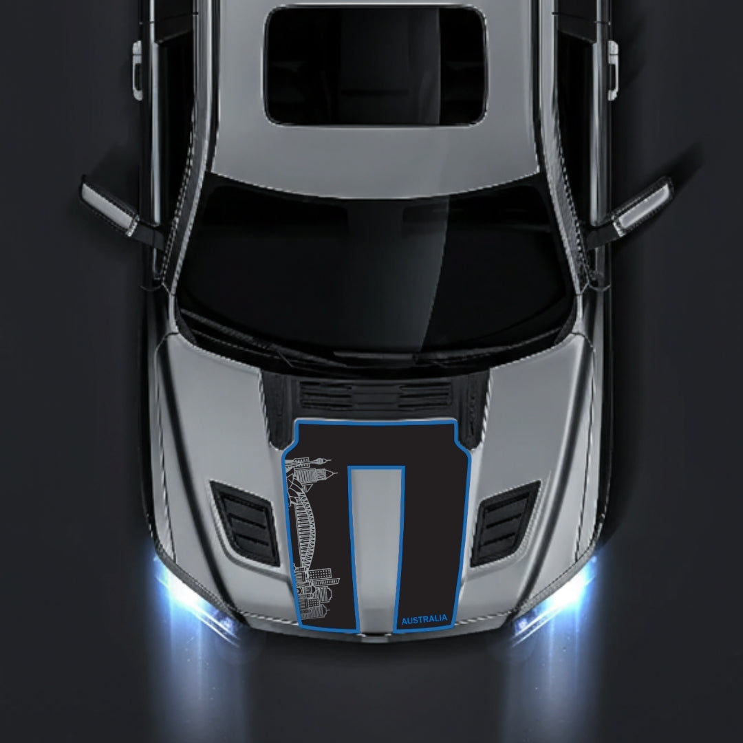 Performance Hood Panel Decal/Sticker - Australia Skyline - Cut - Border Graphic Kit - For Dodge RAM 1500 2019-2025 - Premium Vinyl