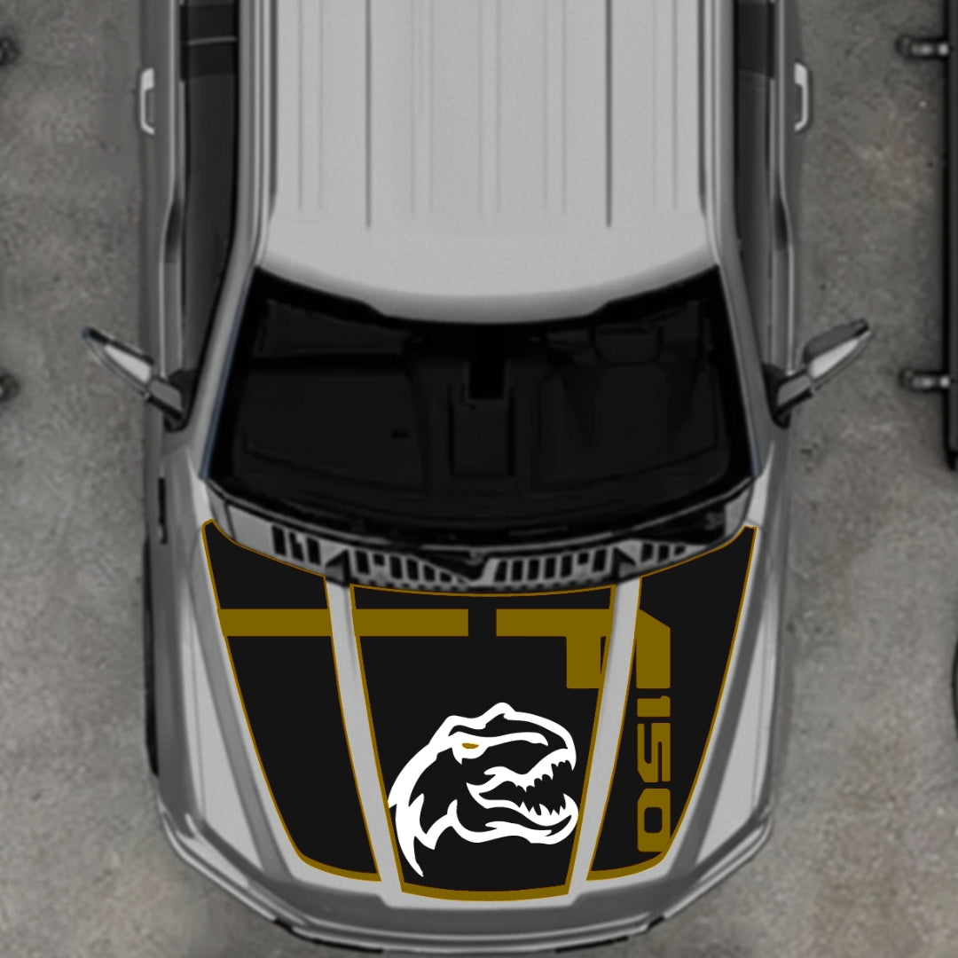Hood Panel Decal/Sticker - Rex Style 3 - Border Graphic Kit - For Ford F-150 2020-2026 - Premium Vinyl
