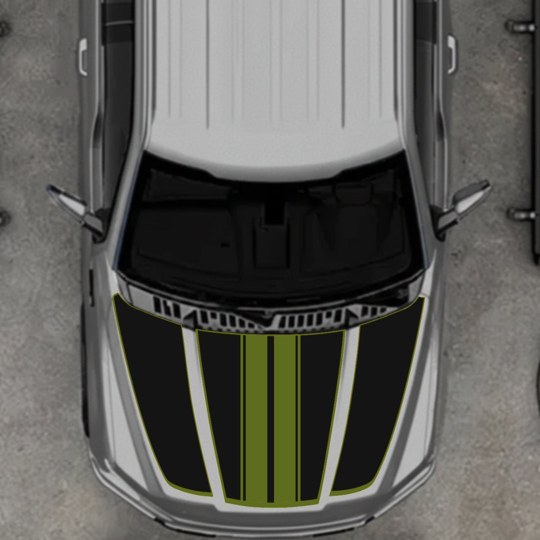 Hood Panel Decal/Sticker - Bars Style - Border Graphic Kit - For Ford F-150 2020-2026 - Premium Vinyl