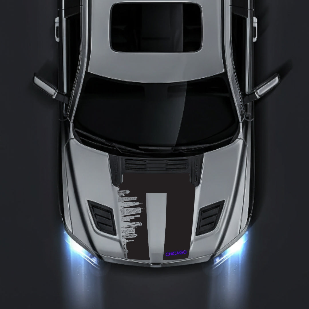 Performance Hood Panel Decal/Sticker - Chicago Skyline - Cut Graphic Kit - For Dodge RAM 1500 2019-2025 - Premium Vinyl
