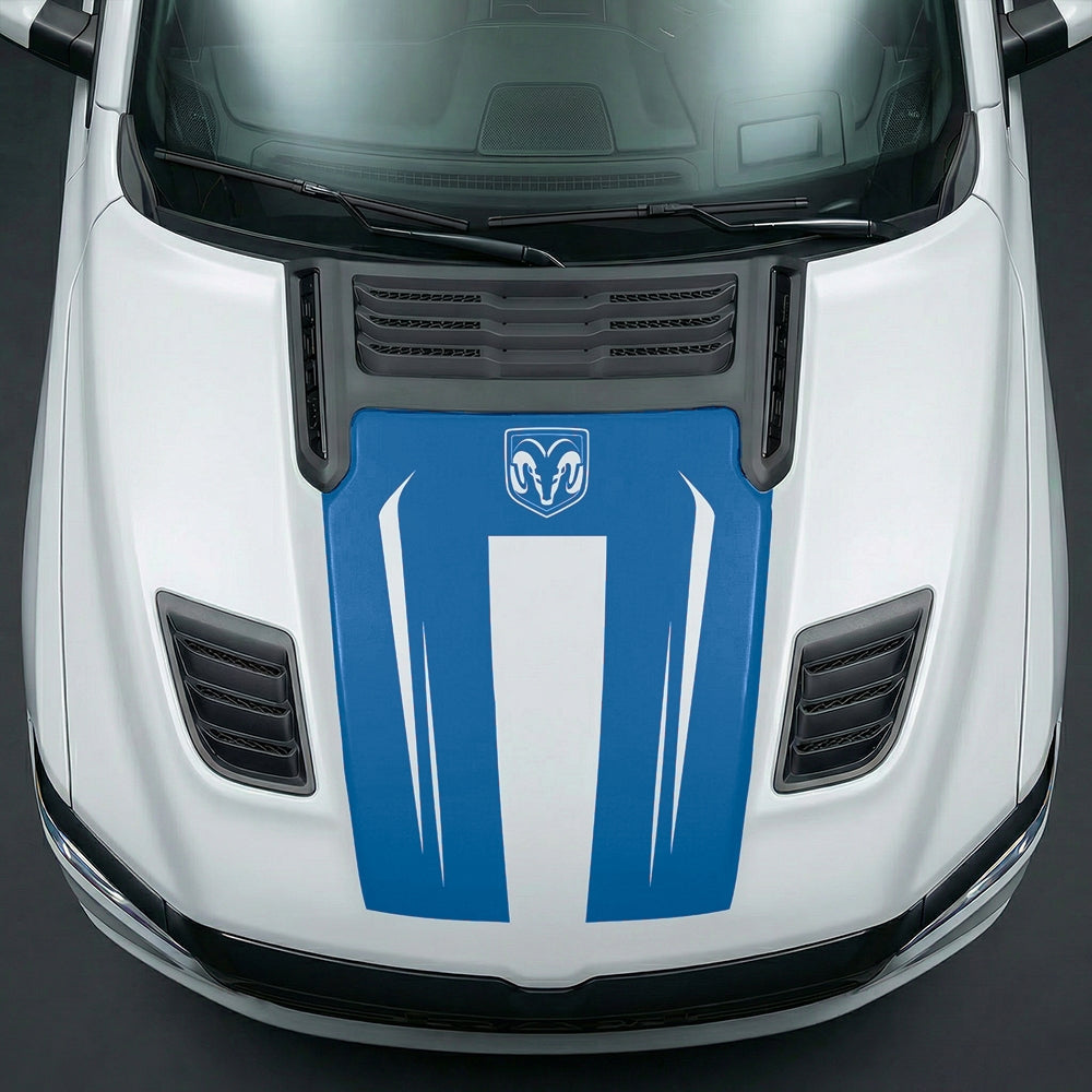 Hood Panel Decal/Sticker - Sleek Spear Cutout U-Shape with RAM Logo Graphic Kit - For Dodge Ram 2019-2025 - Premium Vinyl