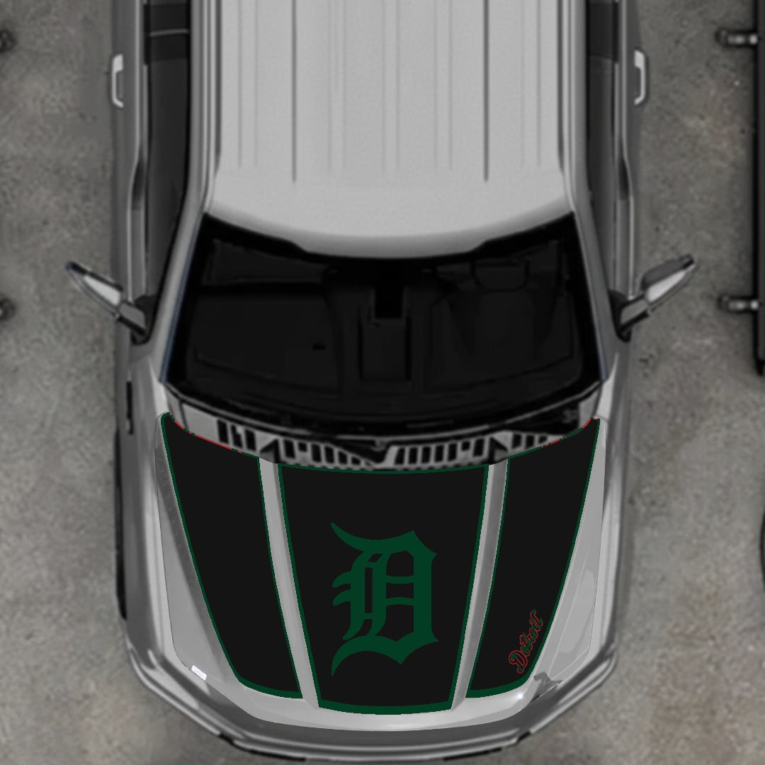 Hood Panel Decal/Sticker - Detroit Intial - Border Graphic Kit - For Ford F-150 2020-2026 - Premium Vinyl