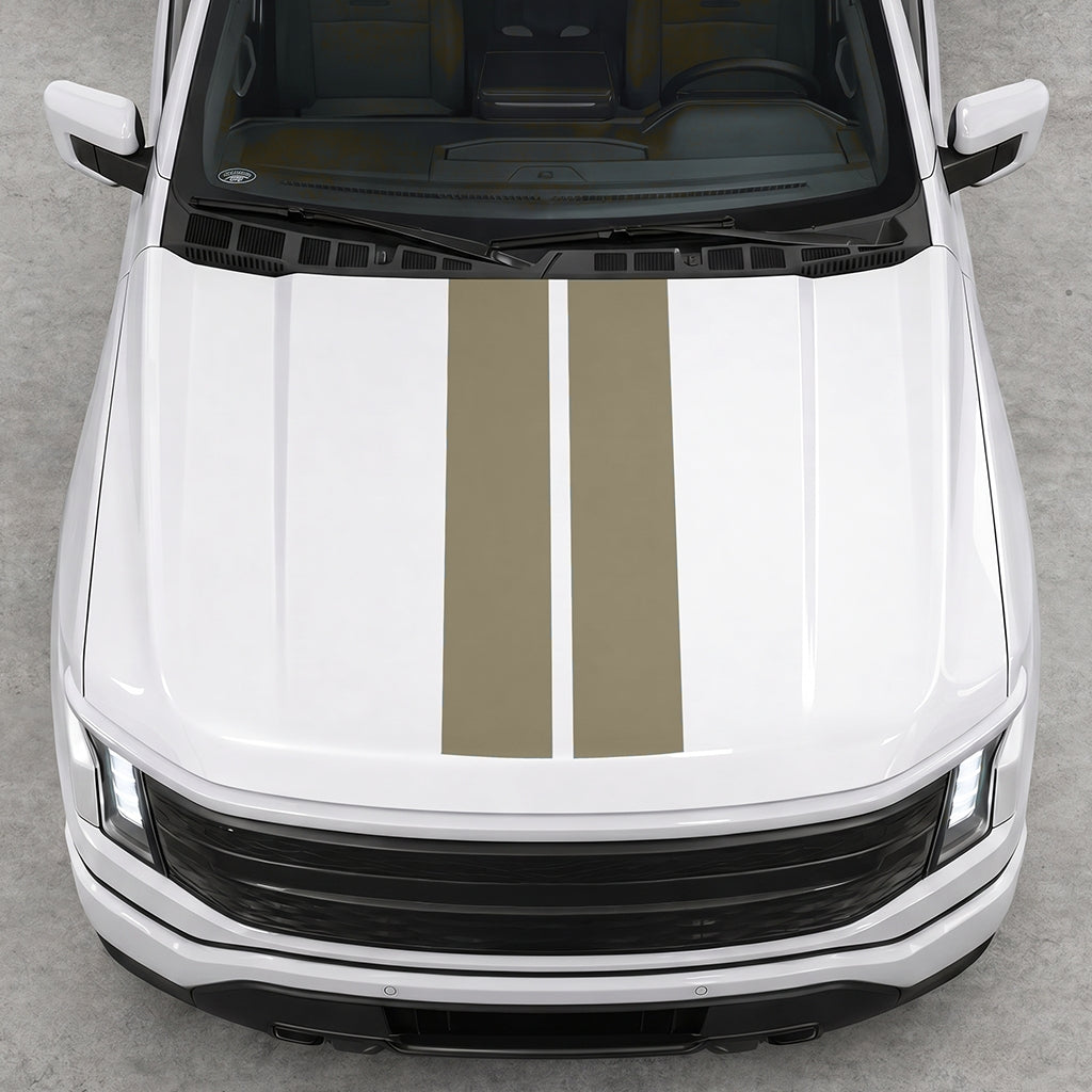 Hood Panel Decal/Sticker - Cut Double Stripes Graphic Decal Graphic Kit - For FORD F-150 2015-2020 - Premium Vinyl
