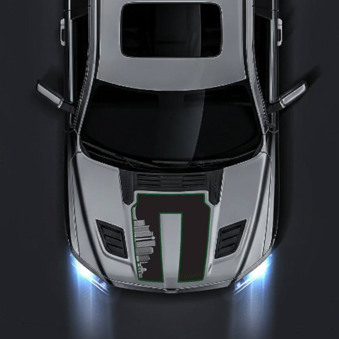 Hood Panel Decal/Sticker - Calgary Skyline - Cut - Border Graphic Kit - For Dodge RAM 1500 2019-2025 - Premium Vinyl