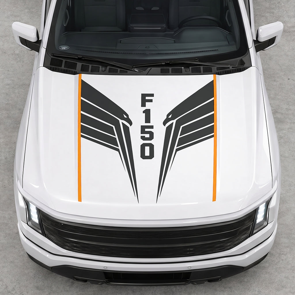 Hood Panel Decal/Sticker - Twin Eagle Wings Graphic Decal Graphic Kit - For Ford F-150 2015-2020 - Premium Vinyl