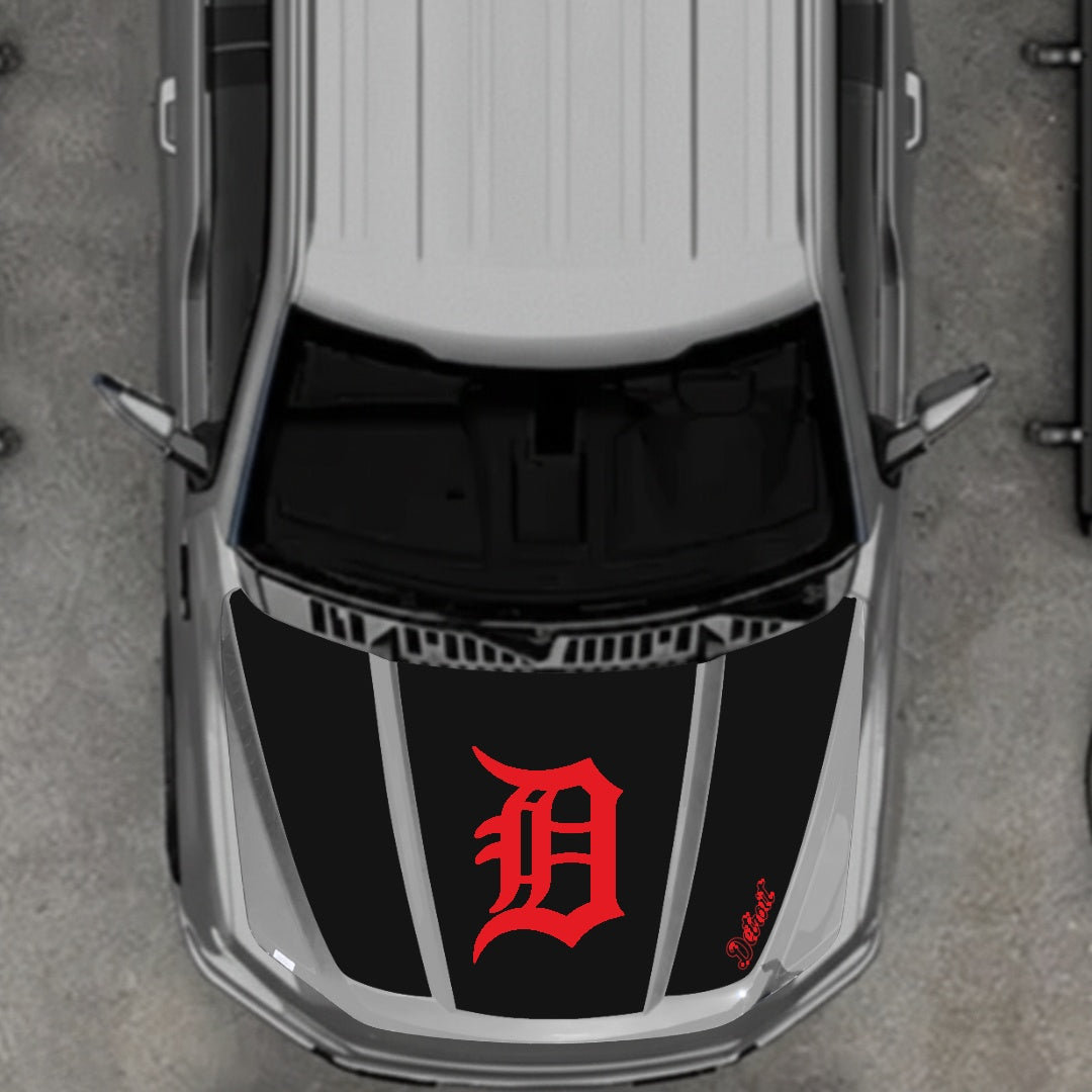 Hood Panel Decal/Sticker - Detroit intial Graphic Kit - For Ford F-150 2020-2026 - Premium Vinyl