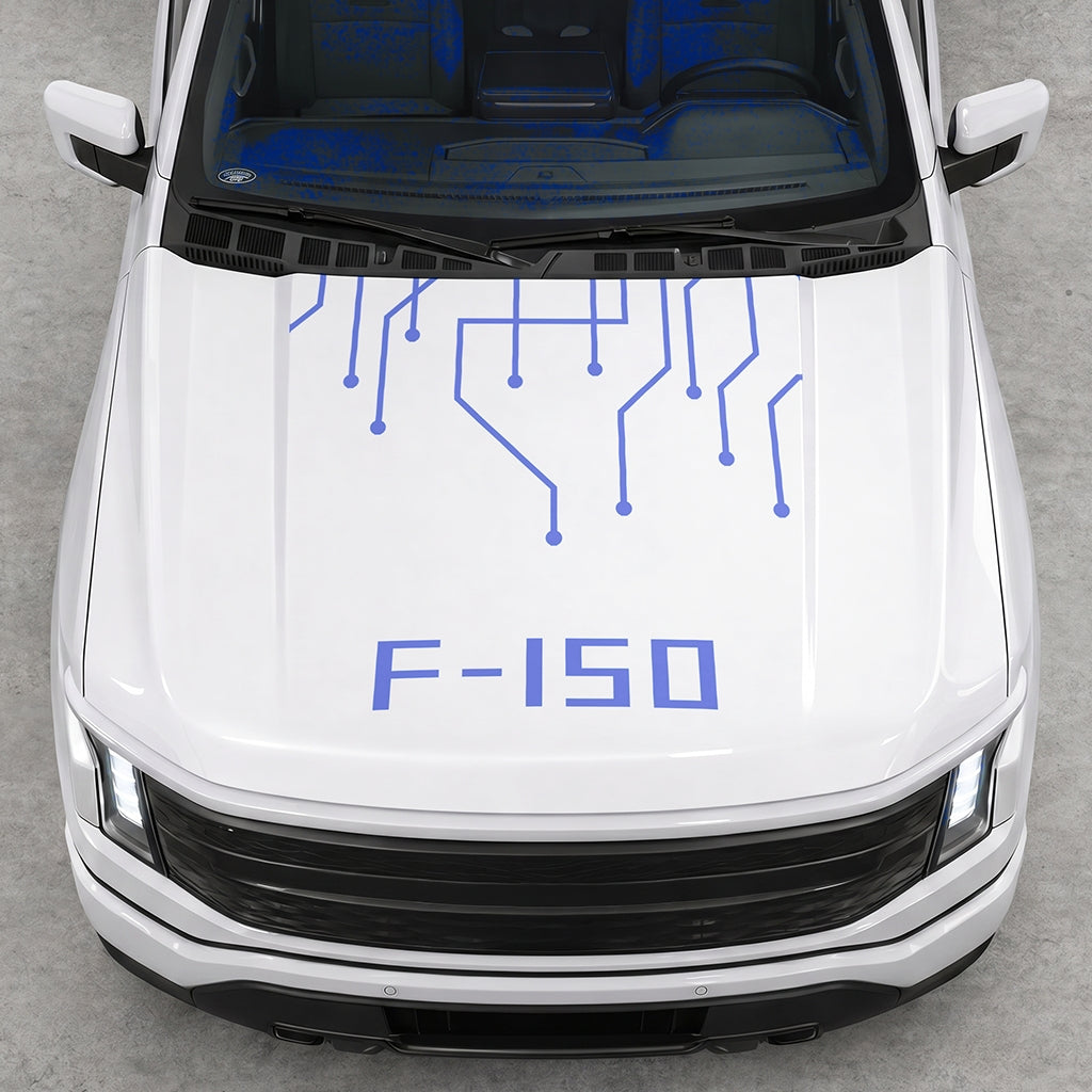 Hood Panel Decal/Sticker - Cut F150 Electric Circuit Graphic Decal Graphic Kit - For FORD F-150 2015-2020 - Premium Vinyl