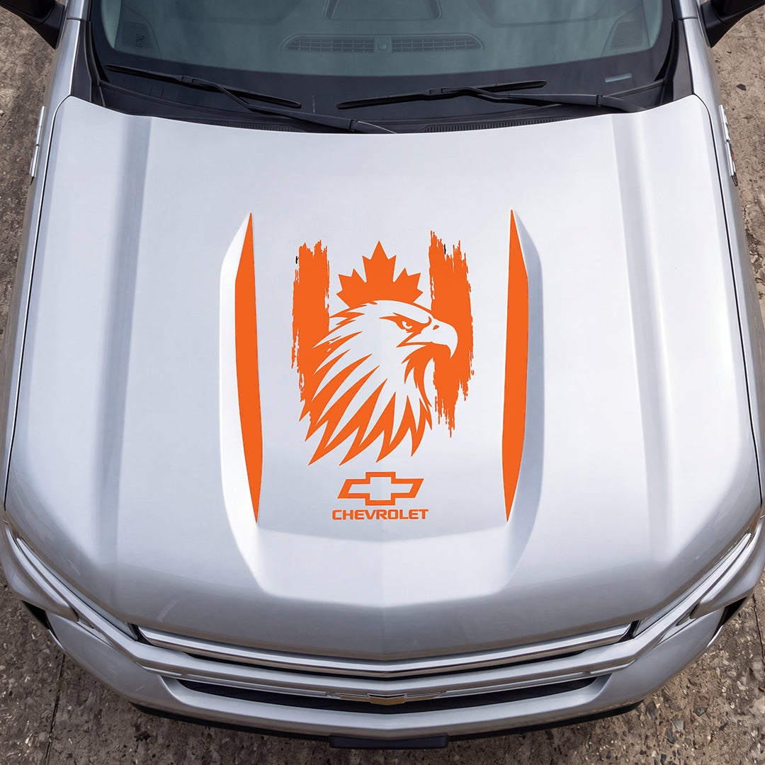 Hood Panel Decal/Sticker - Canadaian Eagle Head Graphic Decal Graphic Kit - For Chevrolet Silverado 2019-2024 - Premium Vinyl