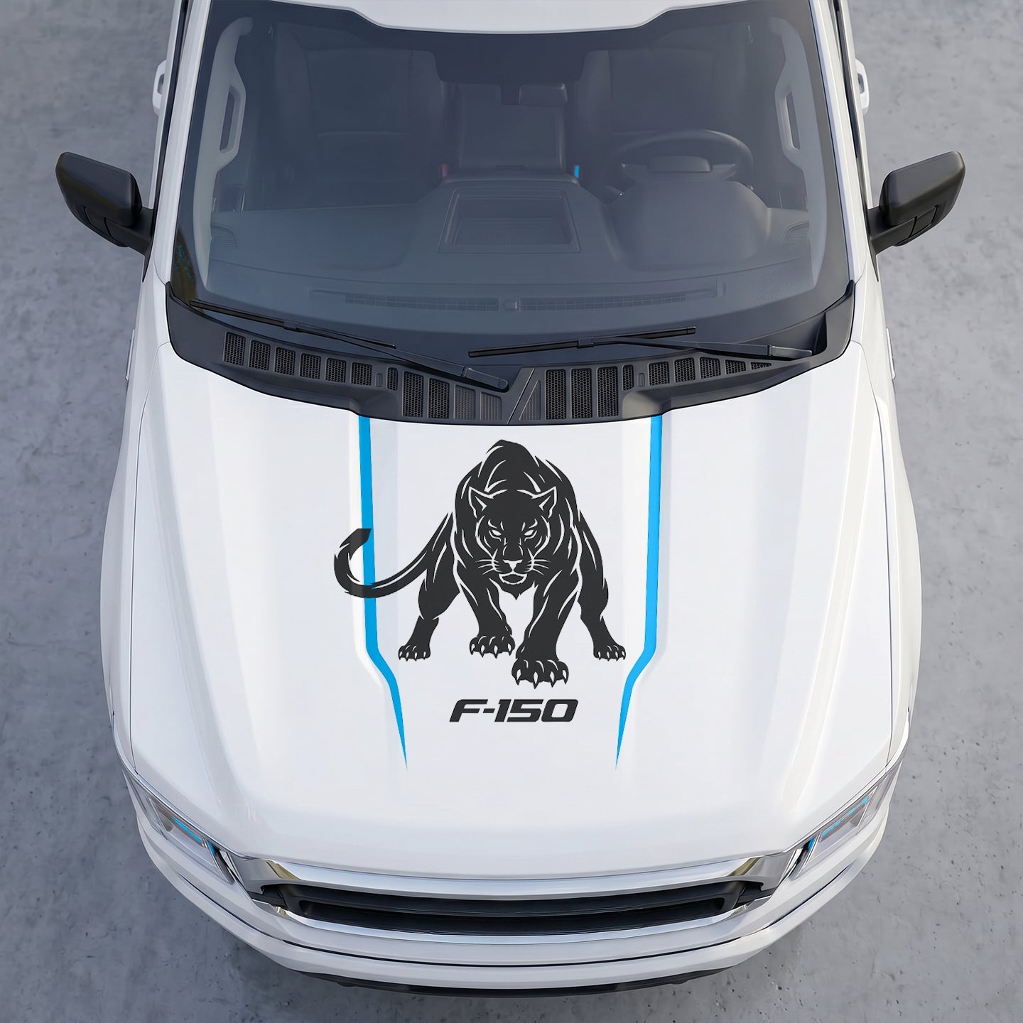 Hood Panel Decal/Sticker - Stalking Black Panther Hood Decal – Aggressive Cougar Wildcat Graphic Vinyl Sticker Graphic Kit - For Ford F-150 F150 2015-2020 - Premium Vinyl