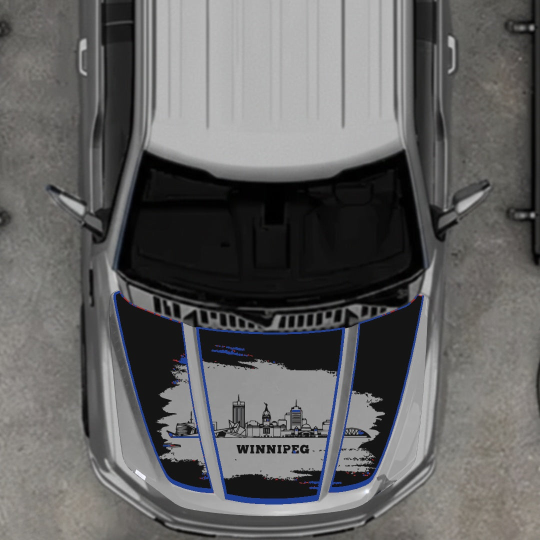 Hood Panel Decal/Sticker - Winnipeg - Cut - Border Graphic Kit - For Ford F-150 2020-2026 - Premium Vinyl