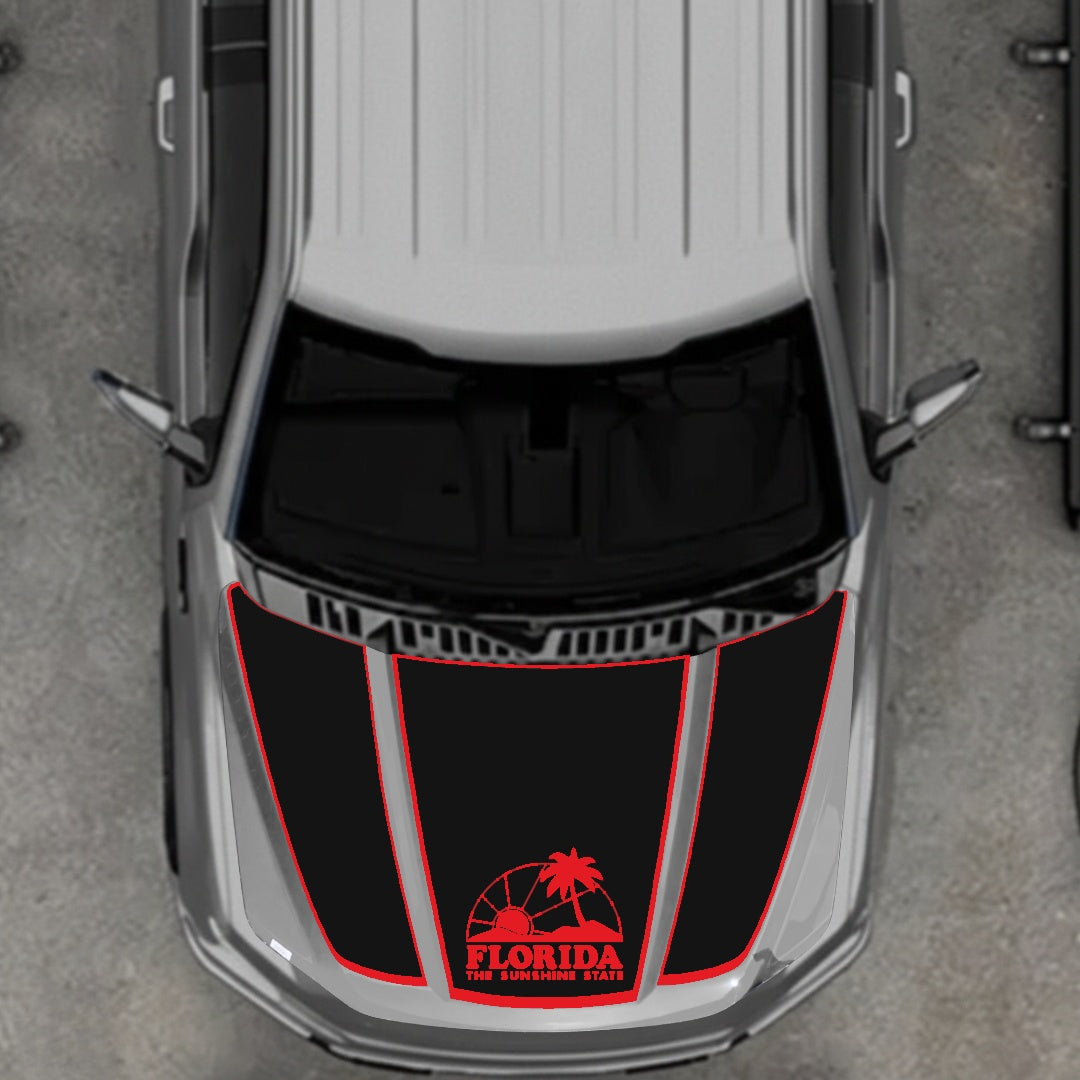 Hood Panel Decal/Sticker - Flordia - Border Graphic Kit - For Ford F-150 2020-2026 - Premium Vinyl