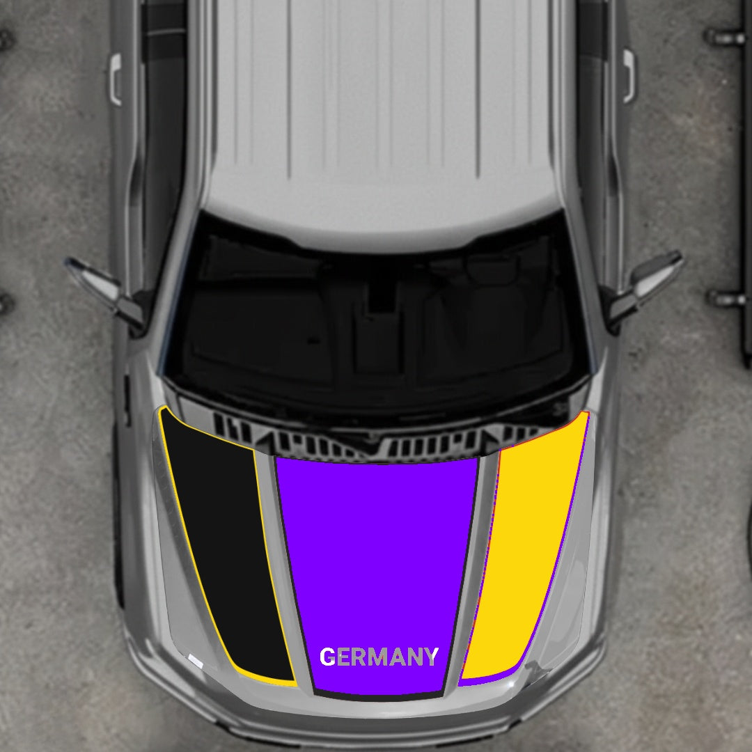 Hood Panel Decal/Sticker - Germany Flag Parts - Border Graphic Kit - For Ford F-150 2020-2026 - Premium Vinyl