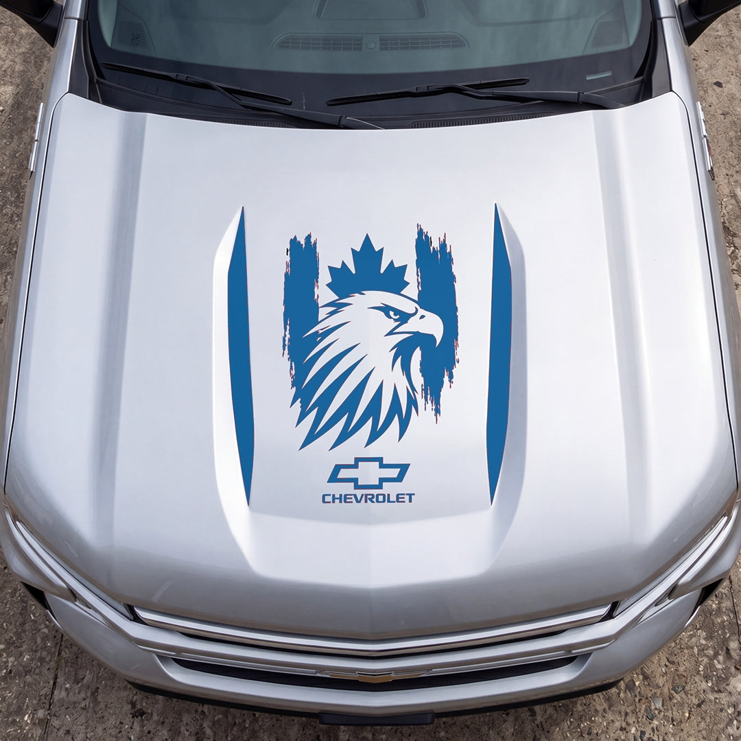 Hood Panel Decal/Sticker - Canadaian Eagle Head Graphic Decal Graphic Kit - For Chevrolet Silverado 2019-2024 - Premium Vinyl