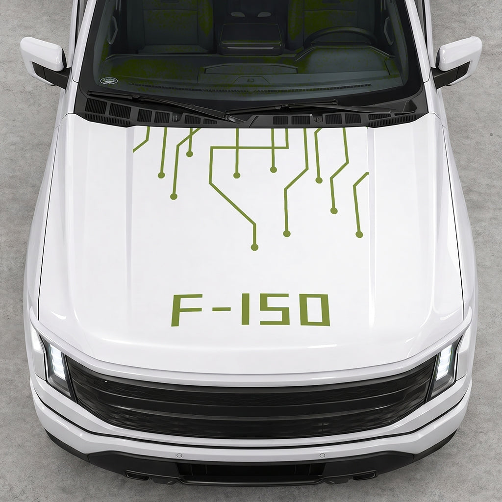 Hood Panel Decal/Sticker - Cut F150 Electric Circuit Graphic Decal Graphic Kit - For FORD F-150 2015-2020 - Premium Vinyl