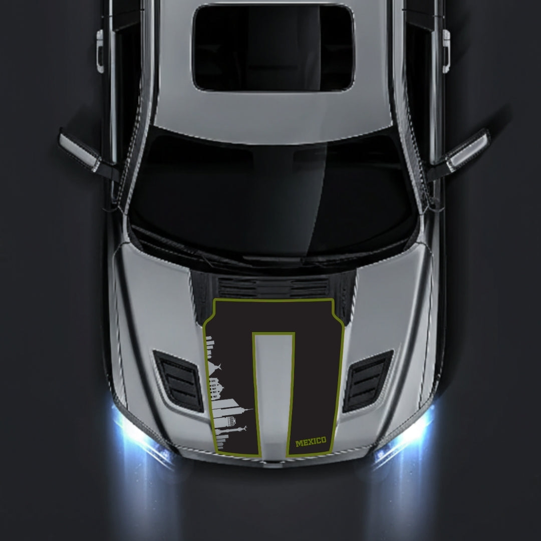Performance Hood Panel Decal/Sticker - Mexico Skyline - Cut - Border Graphic Kit - For Dodge RAM 1500 2019-2025 - Premium Vinyl