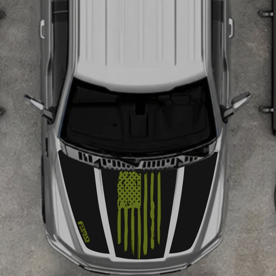 Hood Panel Decal/Sticker - USA Style 13 Graphic Kit - For Ford F-150 2020-2026 - Premium Vinyl