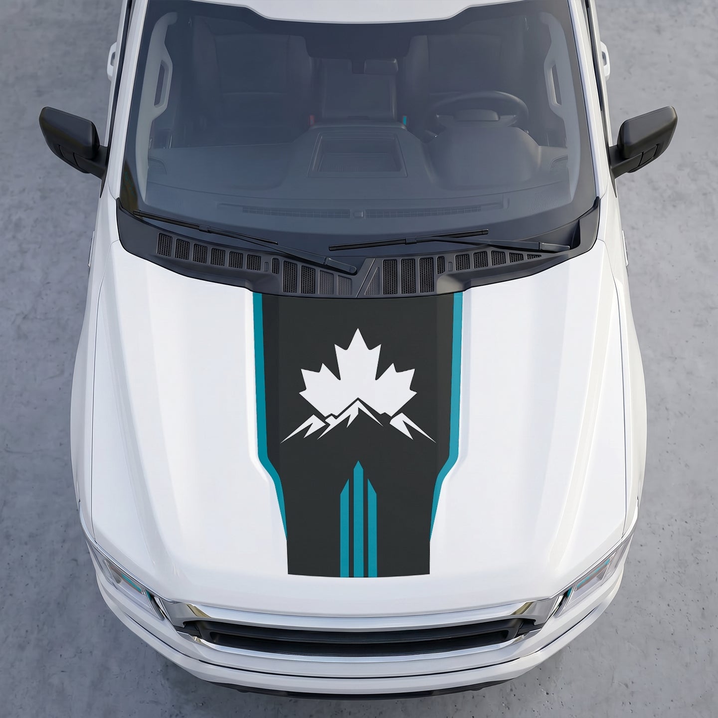 Hood Panel Decal/Sticker - Wilderness Maple Leaf Hood Decal – Evergreen Pine Forest Silhouette Graphic Vinyl Wrap Graphic Kit - For Ford F-150 F150 2015-2020 - Premium Vinyl