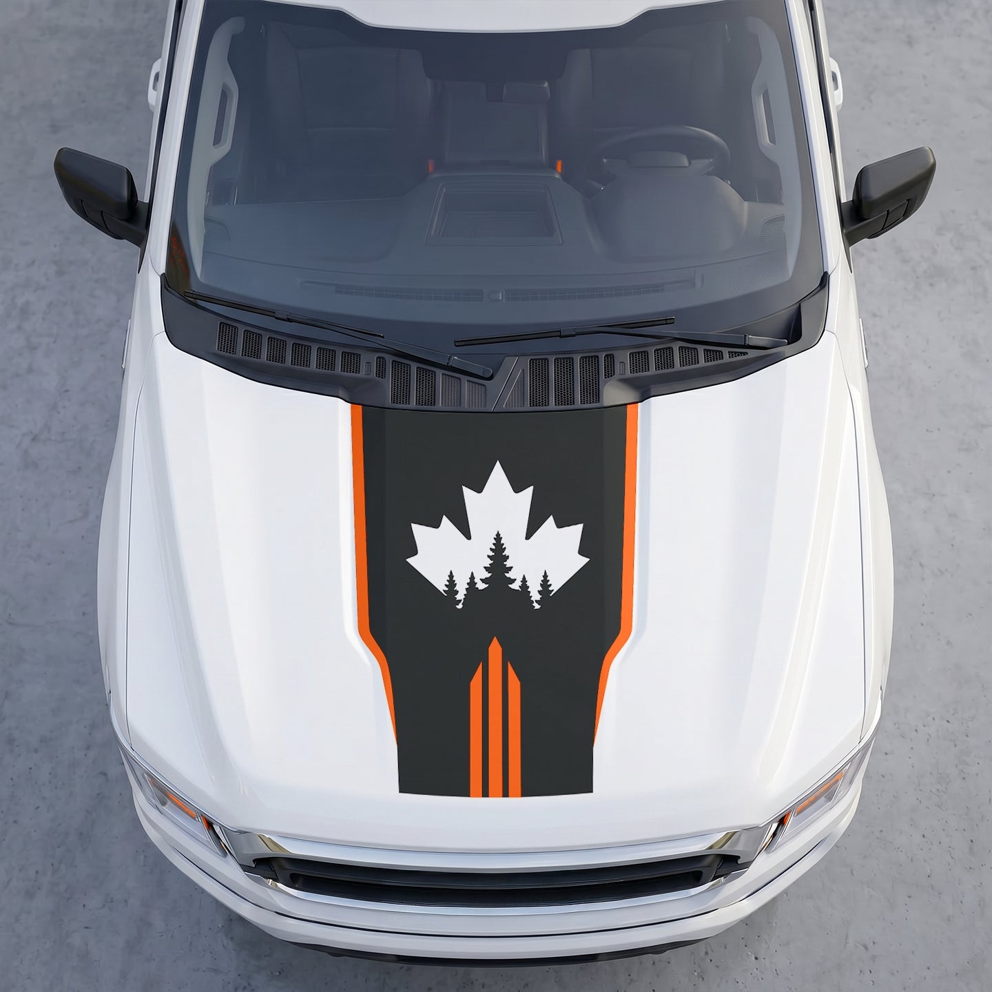 Hood Panel Decal/Sticker - Canadian Peak Hood Decal – Maple Leaf & Mountain Range Graphic Vinyl Wrap with Accent Stripes Graphic Kit - For Ford F-150 F150 2015-2020 - Premium Vinyl