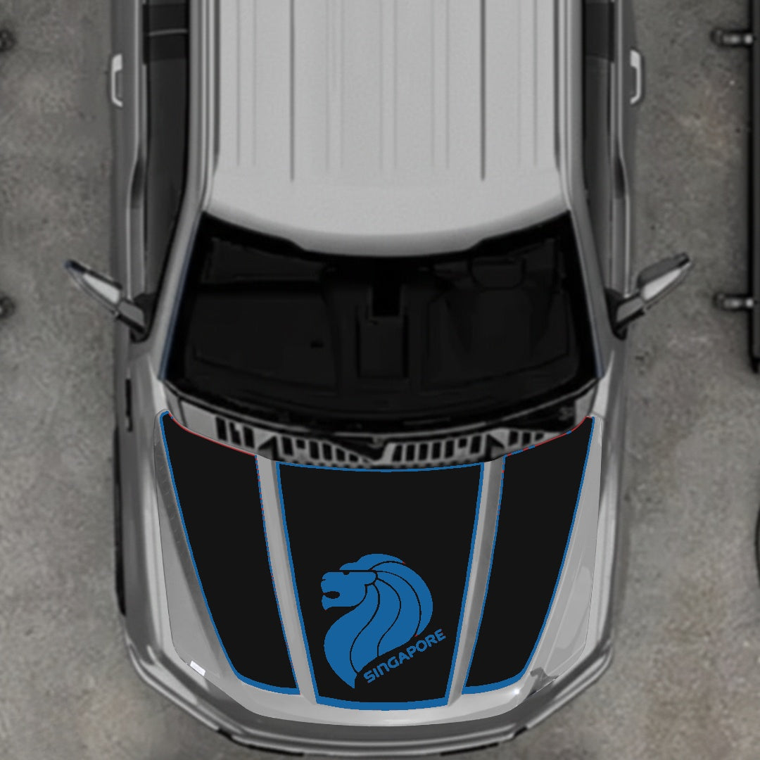 Hood Panel Decal/Sticker - Singapore - Border Graphic Kit - For Ford F-150 2020-2026 - Premium Vinyl