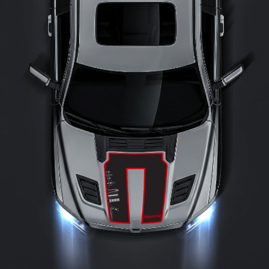 Performance Hood Panel Decal/Sticker - Montreal Skyline - Cut - Border Graphic Kit - For Dodge RAM 1500 2019-2025 - Premium Vinyl