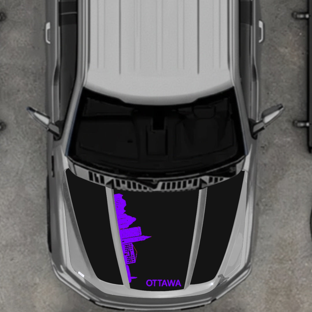 Hood Panel Decal/Sticker - Ottawa Skyline Graphic Kit - For Ford F-150 2020-2026 - Premium Vinyl
