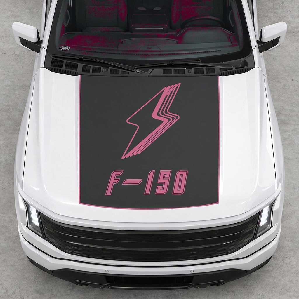 Hood Panel Decal/Sticker - Bordered Electric F150 Graphic Decal Graphic Kit - For FORD F-150 2015-2020 - Premium Vinyl