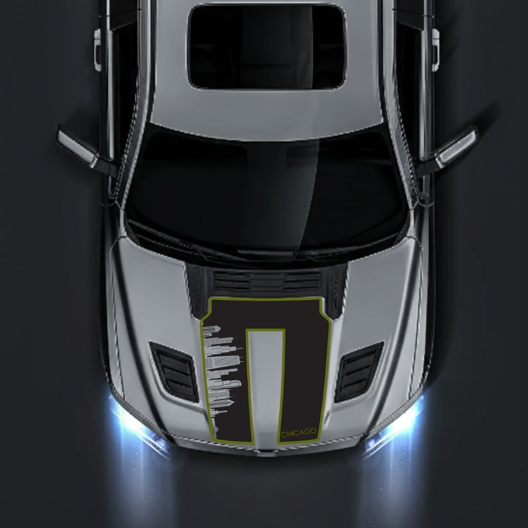 Performance Hood Panel Decal/Sticker - Chicago Skyline - Cut - Border Graphic Kit - For Dodge RAM 1500 2019-2025 - Premium Vinyl