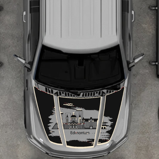 Hood Panel Decal/Sticker - Edmonton - Cut - Border Graphic Kit - For Ford F-150 2020-2026 - Premium Vinyl