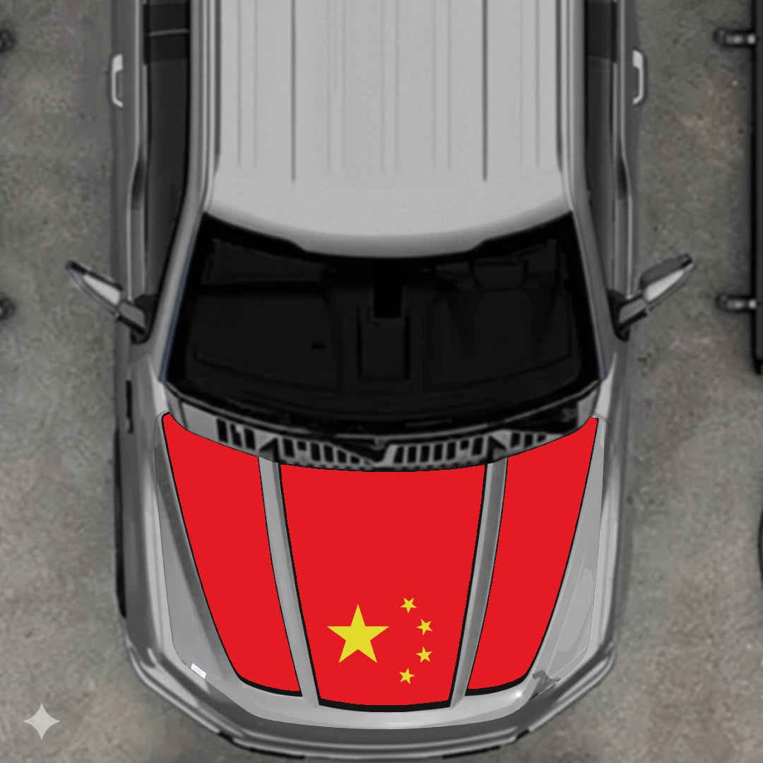 Hood Panel Decal/Sticker - China Flag - Border Graphic Kit - For Ford F-150 2020-2026 - Premium Vinyl