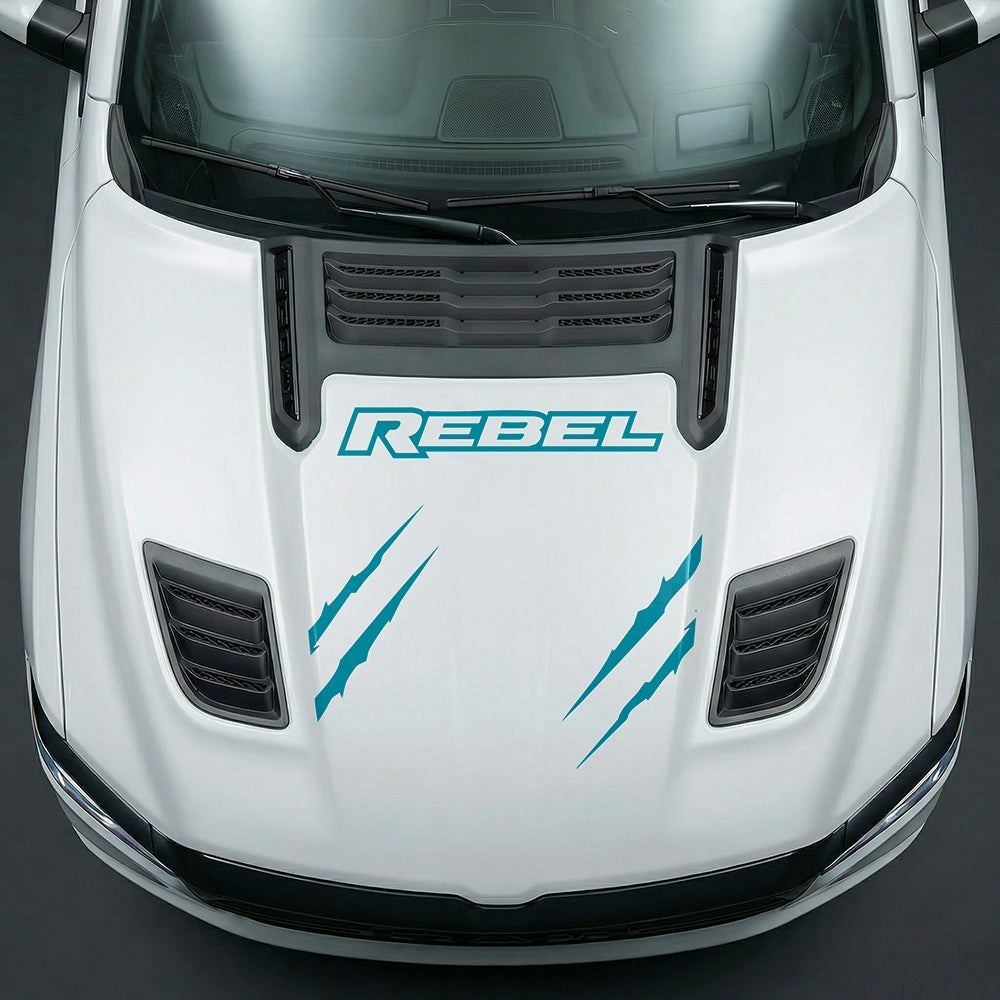 Hood Panel Decal/Sticker - Dodge RAM Rebel Claw Scratch U-Shape Stripe - Cut Graphic Kit - For Dodge Ram 2019-2025 - Premium Vinyl