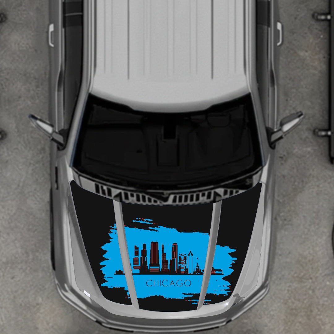 Hood Panel Decal/Sticker - Chicago Graphic Kit - For Ford F-150 2020-2026 - Premium Vinyl