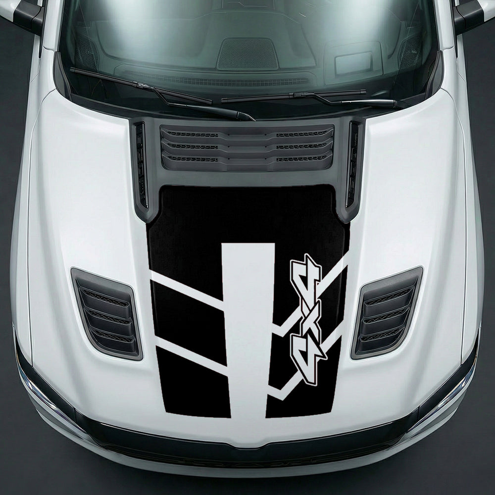 Hood Panel Decal/Sticker - Bold 4x4 Geometric Chevron Graphic Kit - For Dodge Ram 2019-2025 - Premium Vinyl