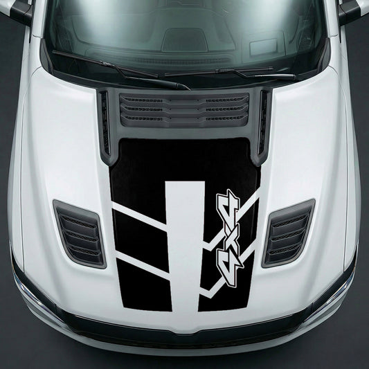 Hood Panel Decal/Sticker - Bold 4x4 Geometric Chevron Graphic Kit - For Dodge Ram 2019-2025 - Premium Vinyl