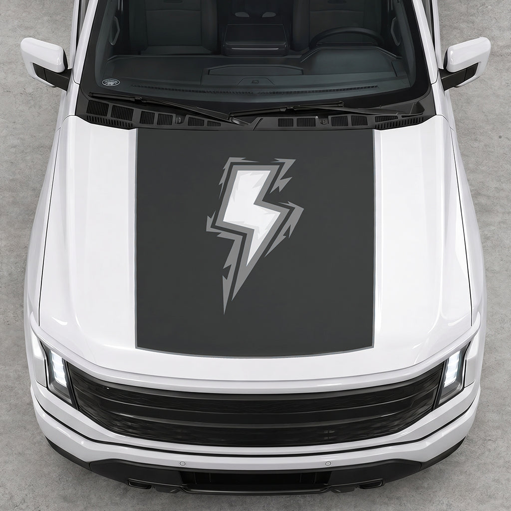 Hood Panel Decal/Sticker - Bordered Electric Graphic Decal Graphic Kit - For FORD F-150 2015-2020 - Premium Vinyl