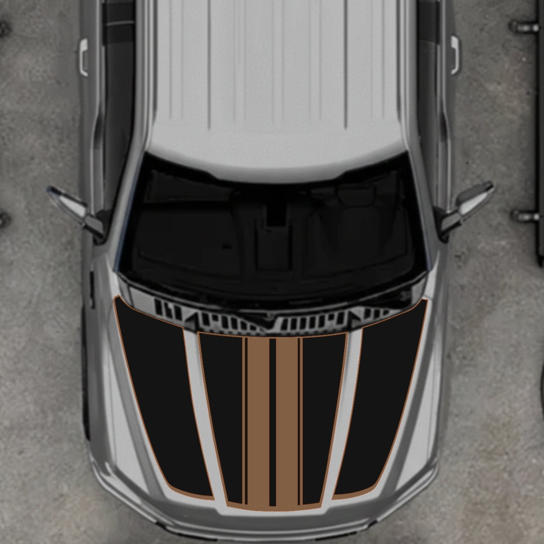Hood Panel Decal/Sticker - Bars Style - Border Graphic Kit - For Ford F-150 2020-2026 - Premium Vinyl