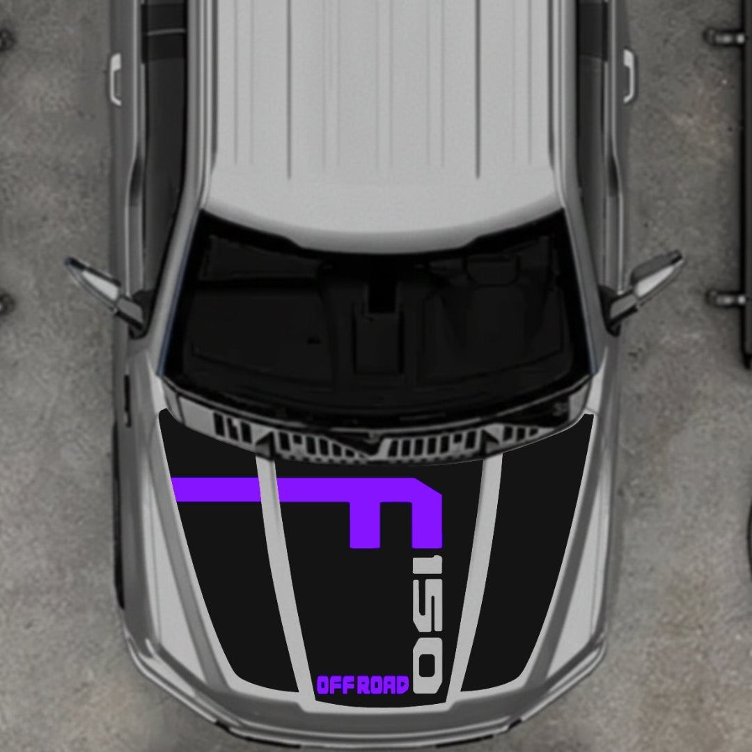 Hood Panel Decal/Sticker - Stlye 8 - Cut Graphic Kit - For Ford F-150 2020-2026 - Premium Vinyl