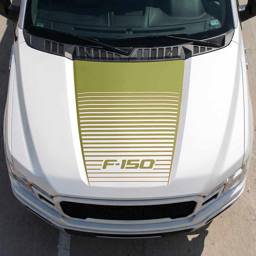 Hood Panel Decal/Sticker - Waves Graphic Decal Graphic Kit - For Ford F-150 2015-2020 - Premium Vinyl