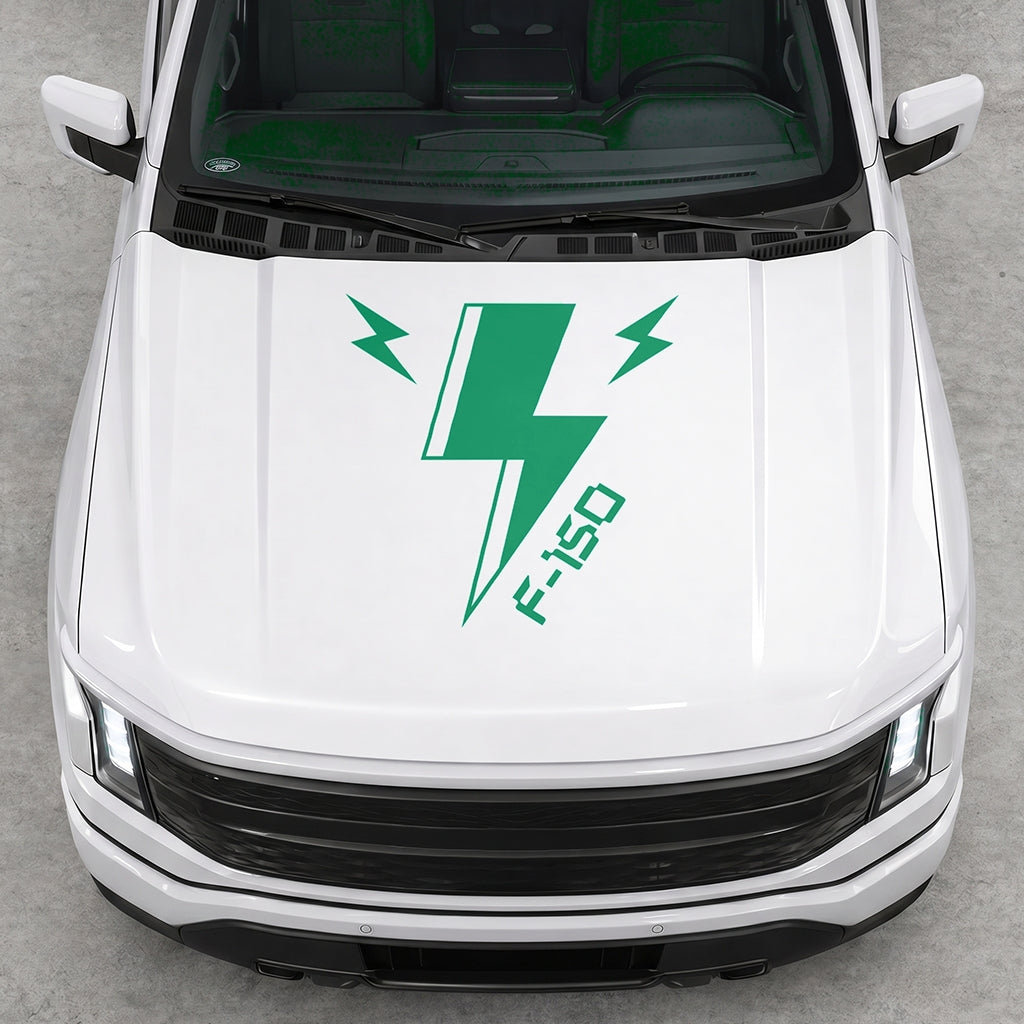 Hood Panel Decal/Sticker - Cut Triple Electric Graphic Decal Graphic Kit - For FORD F-150 2015-2020 - Premium Vinyl