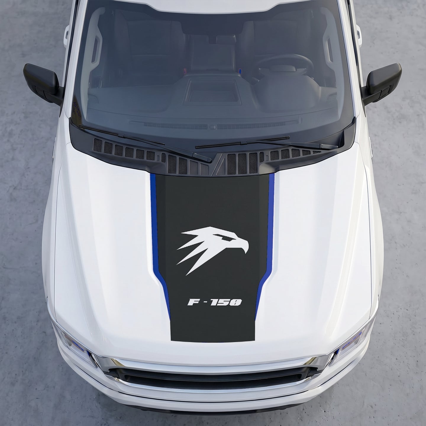 Hood Panel Decal/Sticker - Tactical Eagle Head Hood Decal – Minimalist Geometric Hawk Vinyl Sticker Graphic Kit - For Ford F-150 F150 2015-2020 - Premium Vinyl