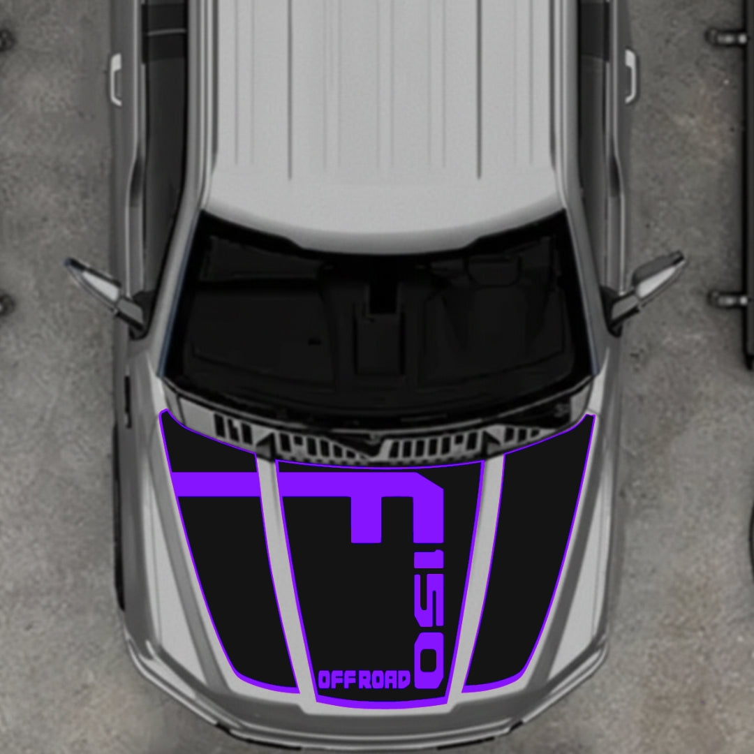 Hood Panel Decal/Sticker - Style 5 - Border Graphic Kit - For Ford F-150 2020-2026 - Premium Vinyl