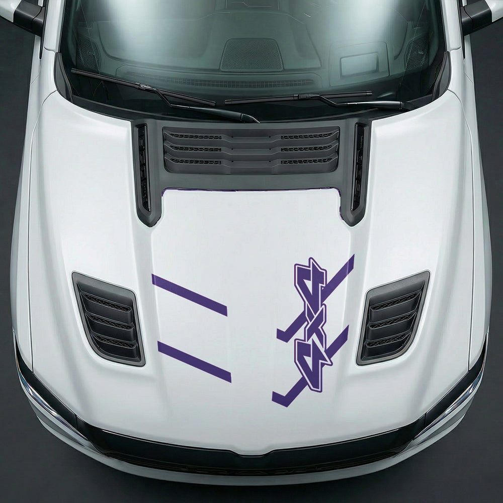 Hood Panel Decal/Sticker - Bold 4x4 Geometric Chevron - Cut Graphic Kit - For Dodge Ram 2019-2025 - Premium Vinyl