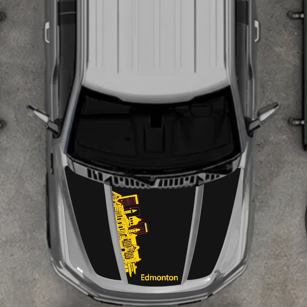 Hood Panel Decal/Sticker - Edmonton Skyline Graphic Kit - For Ford F-150 2020-2026 - Premium Vinyl