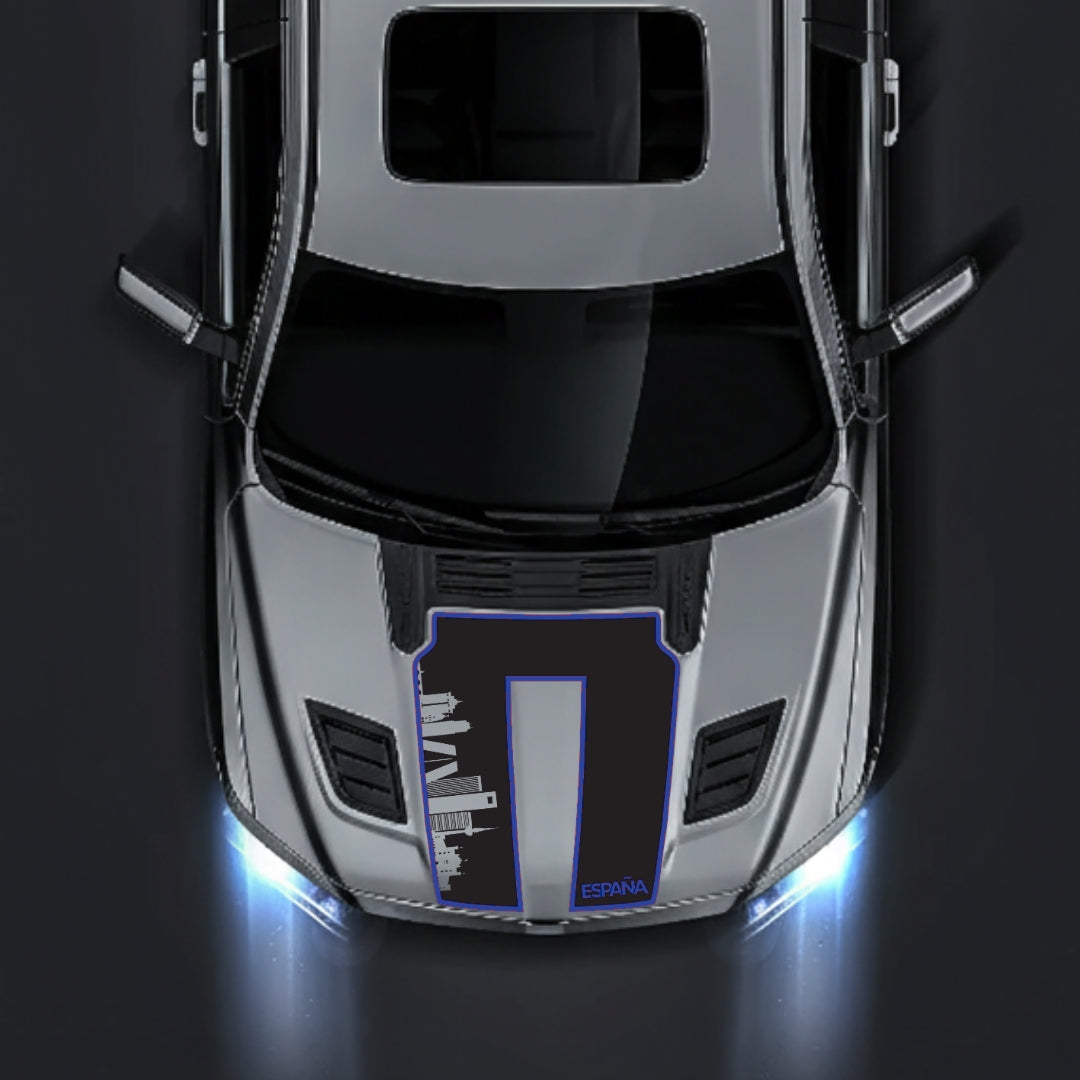 Hood Panel Decal/Sticker - Spain Skyline - Cut - Border Graphic Kit - For Dodge RAM 1500 2019-2025 - Premium Vinyl