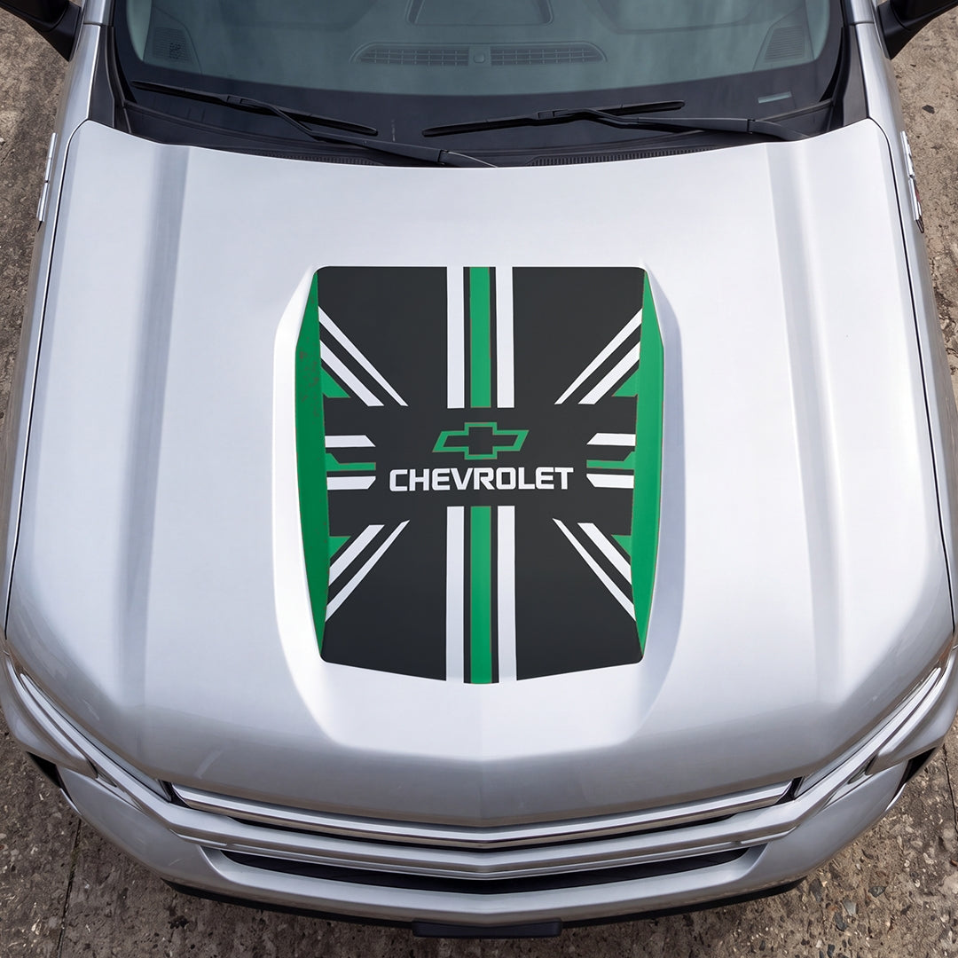 Hood Panel Decal/Sticker - United Kingdom Flag Graphic Decal Graphic Kit - For Chevrolet Silverado 2019-2024 - Premium Vinyl