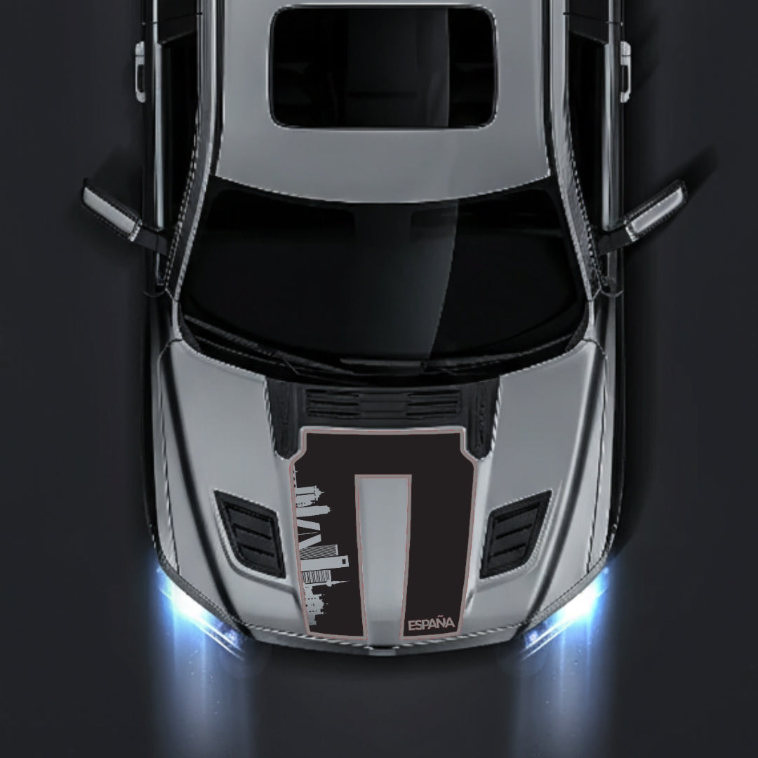 Hood Panel Decal/Sticker - Spain Skyline - Cut - Border Graphic Kit - For Dodge RAM 1500 2019-2025 - Premium Vinyl