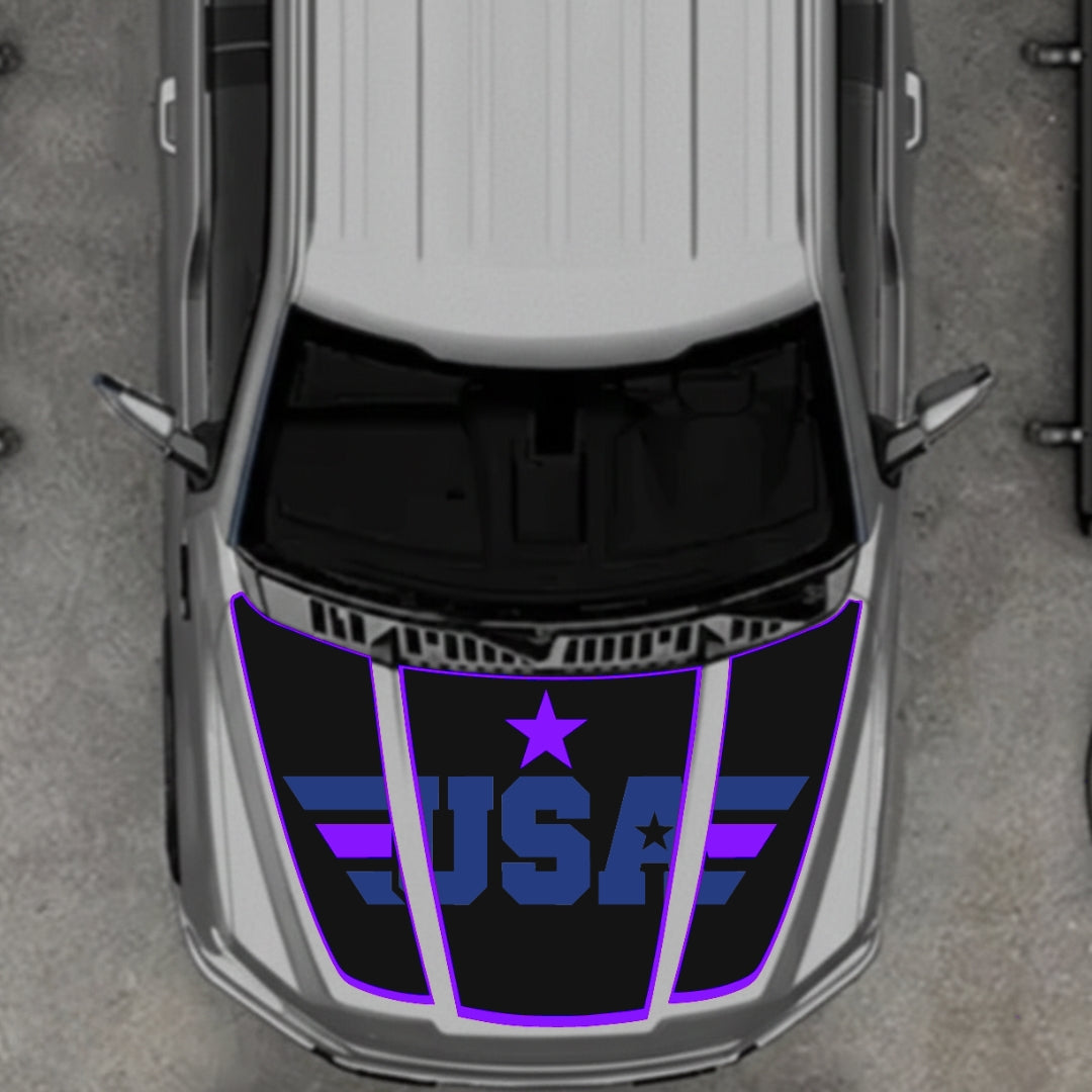 Hood Panel Decal/Sticker - USA Style 5 Graphic Kit - For Ford F-150 2020-2026 - Premium Vinyl