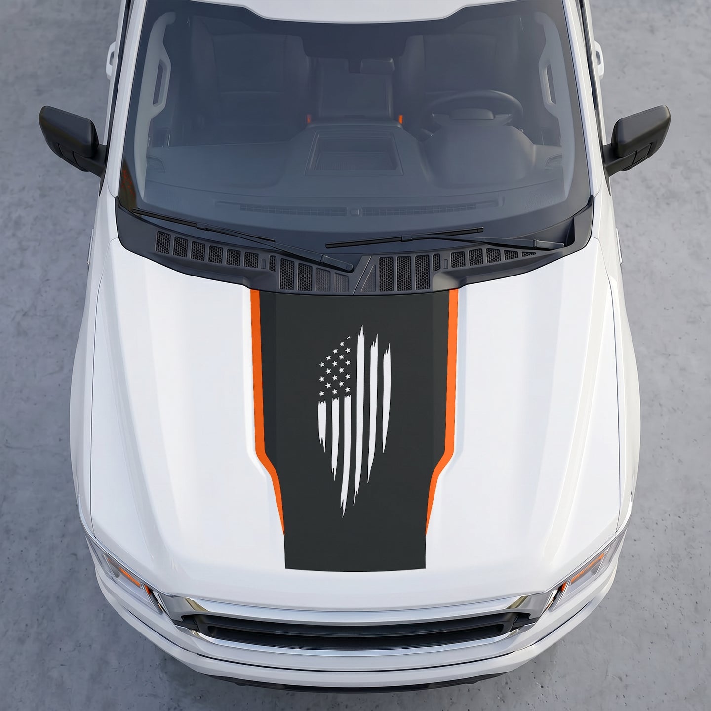 Hood Panel Decal/Sticker - Distressed American Flag Hood Decal – Tattered USA Stars & Stripes Vinyl Wrap Graphic Kit - For Ford F-150 F150 2015-2020 - Premium Vinyl